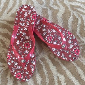 COACH Red Floral Flip Flop Sandals Size 10 brand new fit more like 9